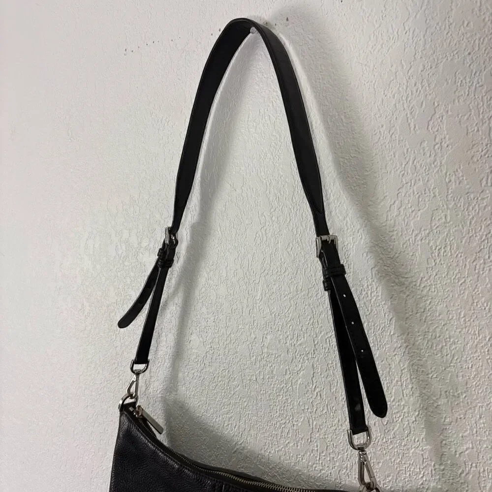 Michael Kors Black Pebbled Leather Fulton Sport Shoulder Purse‎ Big Logo